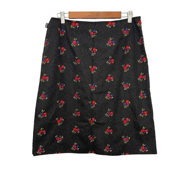 Vtg Moschino Wool Cashmere Blend Floral Embroidery Skirt Size 12 Italy - Picture 8 of 8
